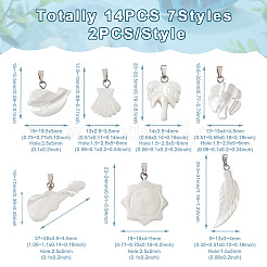 14шт 7 стиля подвески из натуральных пресноводных ракушек&nbsp;SHEL-CD0001-05