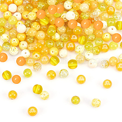 375 шт. двухцветные стеклянные бусины с эффектом кракле&nbsp;DIY-PH0003-88