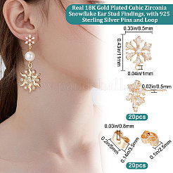 20 шт. латунные серьги-гвоздики из кубического циркония KK-BBC0004-97