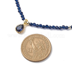 Кулон-капелька из кубического циркония с цепочками из бусин из натурального кианита&nbsp;NJEW-JN04121-01