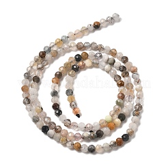 Нити бусин из натурального черного рутилированного кварца&nbsp;LS-G-RM241221-B24