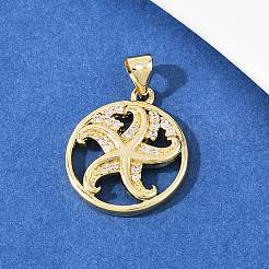 Комплект из латунного кулона и серег-гвоздиков с микропаве из кубических цирконий для женщин SJEW-F227-01A-G