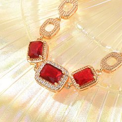 Прямоугольные и овальные латунные браслеты-цепочки с микропаве из кубического циркония KK-R217-25G