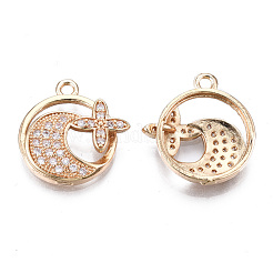 Латунные микропаве прозрачные подвески с фианитом&nbsp;KK-S359-107-RS