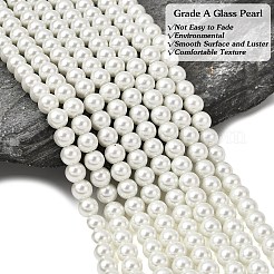 Круглые бусины из экологически чистого окрашенного стекла с жемчугом&nbsp;HY-A008-6mm-RB001