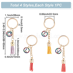 4шт 4 стиля сплава цветной брелок со стразами&nbsp;KEYC-WR0001-25