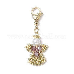 Подвеска в виде ангела из стеклянного жемчуга и стеклянных бусин&nbsp;HJEW-MZ00210-05