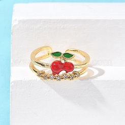 Латунные микропаве прозрачные кубические циркониевые эмалевые регулируемые манжеты для женщин&nbsp;RJEW-G350-01F-G