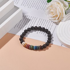 Стрейч-браслет из натурального вулканического камня BJEW-TA00094