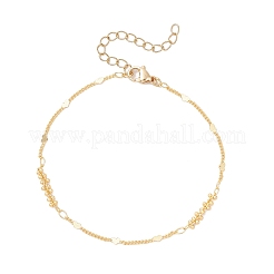 Браслеты из латунных звеньев в форме сердца и круглых бусин для женщин&nbsp;BJEW-JB12188