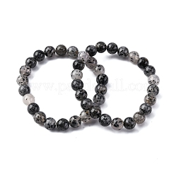 Браслеты из натурального турмалина с круглыми бусинами для мужчин и женщин BJEW-G743-01B