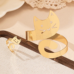 Браслеты-манжеты и кольца-манжеты из сплава в форме кошки FS-WGE4C4B-01