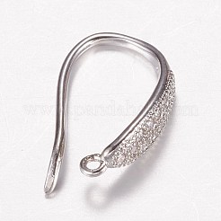 Латунь микро проложить кубического циркония серьги крючки&nbsp;ZIRC-A008-09P