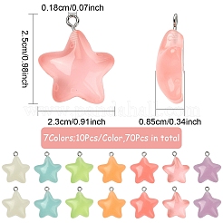 70шт 7 цвета светящиеся прозрачные подвески из смолы&nbsp;RESI-YW0004-47