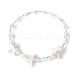 2шт. 2-х цветные браслеты из синтетических бирюзовых бусин BJEW-JB11588