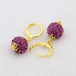 Оборванных серьги круглые горный хрусталь мяч смолы EJEW-J080-23G