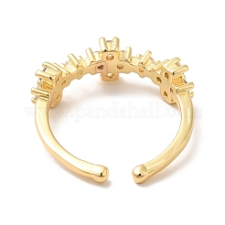 Открытое кольцо-манжета с цветком из прозрачного циркония KK-H434-14G