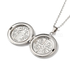 Женские ожерелья с медальоном Святого Бенедикта из нержавеющей стали 304&nbsp;NJEW-G187-02GP