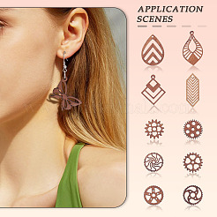 Наборы для самодельных сережек-подвесок из орехового дерева&nbsp;DIY-TA0011-07