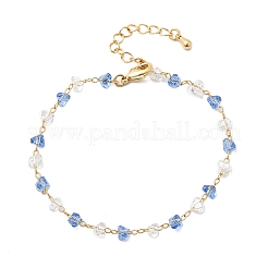 Браслеты-цепочки из латуни и стекла для женщин BJEW-F517-01G