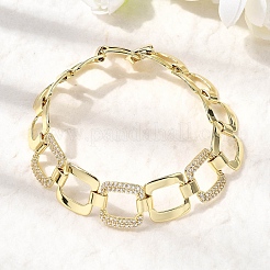 Латунные браслеты-цепочки с микропаве из прозрачных кубических цирконий для женщин BJEW-H630-03G