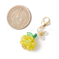 Подвесные украшения из синтетической императорской яшмы и стеклянных бусин с фруктовыми и цветочными узорами HJEW-MZ00307-05