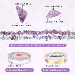 Нити бусин из натурального флюорита и натурального аметиста&nbsp;G-TA0002-43