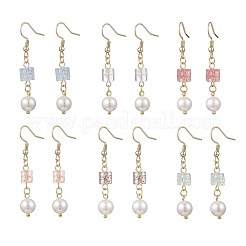 6 пара серег с ракушечным жемчугом из нержавеющей стали 304 EJEW-JE06618