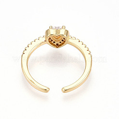 Латунные кольца-манжеты с микропаве и прозрачным цирконием для женщин&nbsp;KK-T074-13G