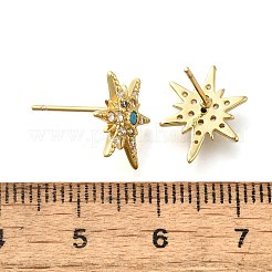 Серьги-гвоздики из латуни с микропаве из кубического циркония&nbsp;EJEW-D304-36G