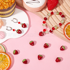 30 шт. пластиковые бусины со стразами в виде клубники FIND-SC0012-13