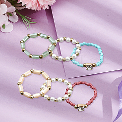 3 комплект из 3-х цветных акриловых и пластиковых перстней с жемчугом RJEW-GO0001-03