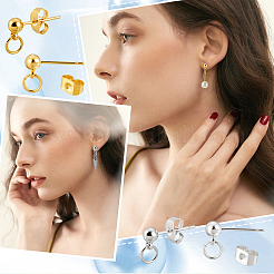 120 шт. 2-х цветная латунная серьга-гвоздик с шариком&nbsp;FIND-AR0001-61