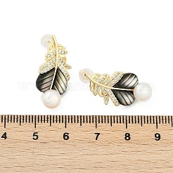 Серьги-гвоздики из латуни с прозрачным кубическим цирконием в форме пера KK-D301-12G