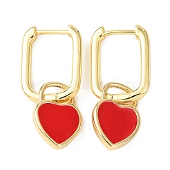 Латунные серьги-кольца в форме сердца&nbsp;EJEW-C174-04G