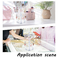 2-уровневые вращающиеся круглые пластиковые подставки для сережек&nbsp;EDIS-WH0032-23