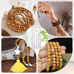 300 шт. 3 вида круглых бусин из натурального дерева WOOD-GF0001-89A