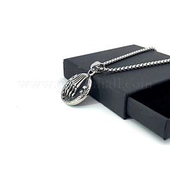 Ожерелья из нержавеющей стали с круглым кулоном в форме скелета для мужчин BI4907