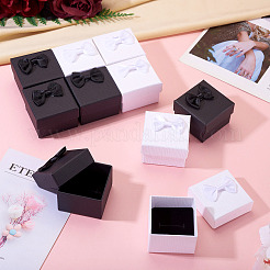 12 шт. 2-цветные квадратные подарочные коробки для хранения бумажных колец из картона&nbsp;CON-TA0001-23