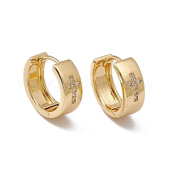 Прозрачные серьги-кольца с кубическим цирконием и перекрестным узором EJEW-F294-09B-G