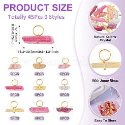 45шт 9 стиля гальванические подвески из натурального кварцевого кристалла&nbsp;PALLOY-TAC0226
