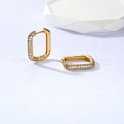 Прямоугольные серьги-кольца с кубическим цирконием JE929A-01