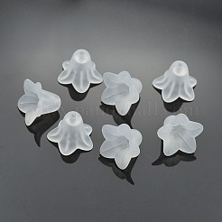 Белый матовое прозрачные акриловые цветочные бусины&nbsp;X-PLF018-01