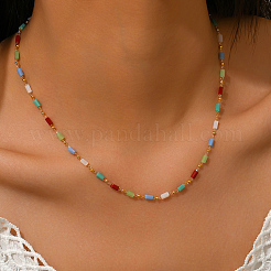 Геометрические латунные стеклянные колонны цепочки ожерелья для женщин повседневные украшения для отпуска&nbsp;BU2743