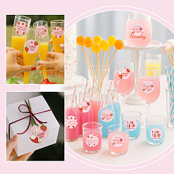 Плоские круглые с наклейками в форме клубники рулон&nbsp;STIC-WH0012-14B