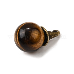 Круглые подвески из натурального тигрового глаза с ведьминой шляпой из сплава&nbsp;G-D311-01AB-04