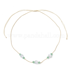 Комплект из круглого натурального малайзийского нефрита и бусин кошачьего глаза SJEW-JS01334