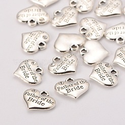 Тема свадьбы античный серебряный тон тибетский стиль сплава сердца с отцом невесты горный хрусталь подвески&nbsp;TIBEP-N005-19C