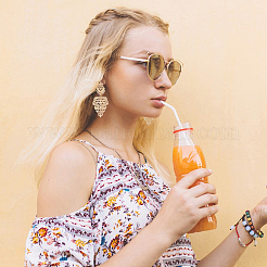 5 пара 5-х стилевых плоских круглых и каплевидных серег-люстр в стиле бохо EJEW-AN0003-01