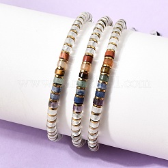 Регулируемые браслеты из натурального кварцевого кристалла и немагнитного гематита&nbsp;BJEW-K251-09V